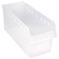 Store-Max Shelf Bins, 8-3/8" W x 8" H x 17-7/8" D, Clear, 56 lbs. Capacity Superchem Industries