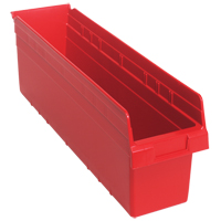 Store-Max Shelf Bins, 6-5/8" W x 8" H x 23-5/8" D, Red, 68 lbs. Capacity Superchem Industries