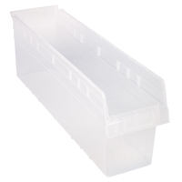 Store-Max Shelf Bins, 6-5/8" W x 8" H x 23-5/8" D, Clear, 68 lbs. Capacity Superchem Industries