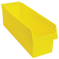 Store-Max Shelf Bins, 8-3/8" W x 8" H x 23-5/8" D, Yellow, 68 lbs. Capacity Superchem Industries