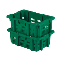 Food Handling Plastic Stack-N-Nest Container, 16" x 23.9" x 8.8", Green Superchem Industries