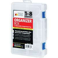 Boîte &agrave; compartiments en plastique, 6,25" la x 9,25" p x 2,2" h, 8 compartiments Superchem Industries