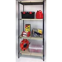 Wire Shelving Unit with Plastic Shelves, Wire Frame with Plastic Shelves, Boltless, 600 lbs. Capacity, 30" W x 72" H x 18" D Superchem Industries