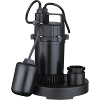 Thermoplastic Submersible Sump Pump, 2560 GPH, 115 V, 4.6 A, 1/3 HP Superchem Industries