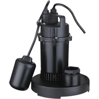 Thermoplastic Submersible Sump Pump, 2560 GPH, 115 V, 4.6 A, 1/3 HP Superchem Industries