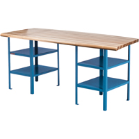 Extra Heavy-Duty Pedestal Workbench, 2500 lbs. Cap., 120" W x 30" D, 34" H Superchem Industries