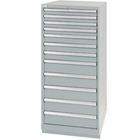 Drawer Cabinets, 12 Drawers, 28-1/4" W x 28-1/2" D x 59-1/2" H, Grey Superchem Industries