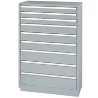 Drawer Cabinets, 9 Drawers, 40-1/4" W x 22-1/2" D x 59-1/2" H, Grey Superchem Industries