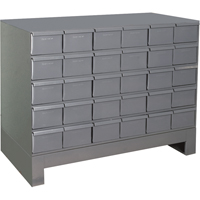 Industrial Drawer Cabinets With Base, 30 Drawers, 34-1/8" W x 12-1/4" D x 26-7/8" H, Grey Superchem Industries