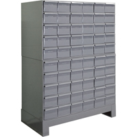 Industrial Drawer Cabinets With Base, 60 Drawers, 34-1/8" W x 12-1/4" D x 48-1/8" H, Grey Superchem Industries
