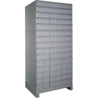 Industrial Drawer Cabinets With Base, 90 Drawers, 34-1/8" W x 12-1/4" D x 69-1/8" H, Grey Superchem Industries