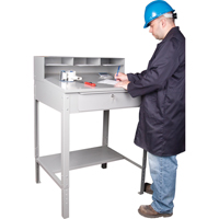 Open Floor Style Shop Desk, 34-1/2" W x 30" D x 53" H, Grey Superchem Industries