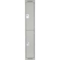 Clean Line Lockers, 2 -tier, 12" x 18" x 72", Steel, Grey, Rivet (Assembled) Superchem Industries