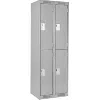Clean Line Lockers, 2 -tier, Bank of 2, 24" x 18" x 72", Steel, Grey, Rivet (Assembled) Superchem Industries