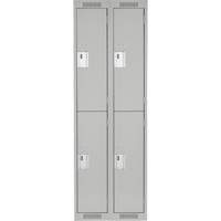 Clean Line Lockers, 2 -tier, Bank of 2, 24" x 18" x 72", Steel, Grey, Rivet (Assembled) Superchem Industries