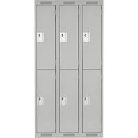 Clean Line Lockers, 2 -tier, Bank of 3, 36" x 18" x 72", Steel, Grey, Rivet (Assembled) Superchem Industries