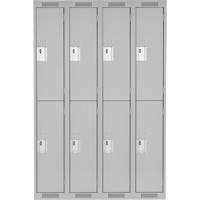 Clean Line Lockers, 2 -tier, Bank of 4, 48" x 18" x 72", Steel, Grey, Rivet (Assembled) Superchem Industries