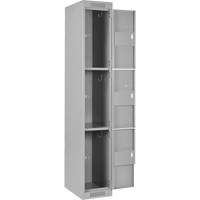 Clean Line Lockers, 3 -tier, Bank of 4, 48" x 18" x 72", Steel, Grey, Rivet (Assembled) Superchem Industries