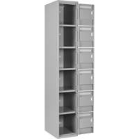 Clean Line Lockerettes, 6 -tier, Bank of 4, 48" x 18" x 72", Steel, Grey, Rivet (Assembled) Superchem Industries