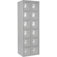 Clean Line Lockerettes, 6 -tier, Bank of 2, 24" x 18" x 72", Steel, Grey, Rivet (Assembled) Superchem Industries