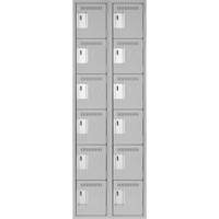 Clean Line Lockerettes, 6 -tier, Bank of 2, 24" x 18" x 72", Steel, Grey, Rivet (Assembled) Superchem Industries