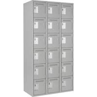 Clean Line Lockerettes, 6 -tier, Bank of 3, 36" x 18" x 72", Steel, Grey, Rivet (Assembled) Superchem Industries
