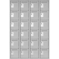 Clean Line Lockerettes, 6 -tier, Bank of 4, 48" x 18" x 72", Steel, Grey, Rivet (Assembled) Superchem Industries