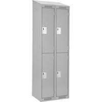 Clean Line Lockers, 2 -tier, Bank of 2, 24" x 18" x 78", Steel, Grey, Rivet (Assembled) Superchem Industries