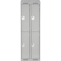 Clean Line Lockers, 2 -tier, Bank of 2, 24" x 18" x 78", Steel, Grey, Rivet (Assembled) Superchem Industries