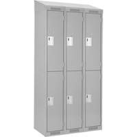 Clean Line Lockers, 2 -tier, Bank of 3, 36" x 18" x 78", Steel, Grey, Rivet (Assembled) Superchem Industries