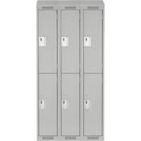 Clean Line Lockers, 2 -tier, Bank of 3, 36" x 18" x 78", Steel, Grey, Rivet (Assembled) Superchem Industries