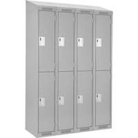 Clean Line Lockers, 2 -tier, Bank of 4, 48" x 18" x 78", Steel, Grey, Rivet (Assembled) Superchem Industries