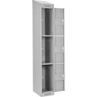 Clean Line Lockers, 3 -tier, Bank of 4, 48" x 18" x 78", Steel, Grey, Rivet (Assembled) Superchem Industries