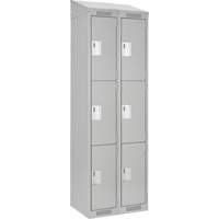 Clean Line Lockers, 3 -tier, Bank of 2, 24" x 18" x 78", Steel, Grey, Rivet (Assembled) Superchem Industries