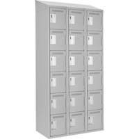 Clean Line Lockerette , 6 -tier, Bank of 3, 36" x 18" x 78", Steel, Grey, Rivet (Assembled) Superchem Industries