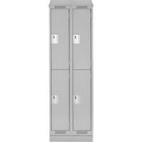 Clean Line Lockers, 2 -tier, Bank of 2, 24" x 18" x 82", Steel, Grey, Rivet (Assembled) Superchem Industries