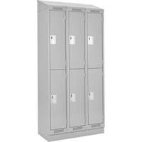 Clean Line Lockers, 2 -tier, Bank of 3, 36" x 18" x 82", Steel, Grey, Rivet (Assembled) Superchem Industries