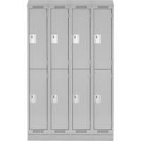 Clean Line Lockers, 2 -tier, Bank of 4, 48" x 18" x 82", Steel, Grey, Rivet (Assembled) Superchem Industries