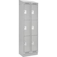 Clean Line Lockers, 3 -tier, Bank of 2, 24" x 18" x 82", Steel, Grey, Rivet (Assembled) Superchem Industries