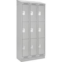 Clean Line Lockers, 3 -tier, Bank of 3, 36" x 18" x 82", Steel, Grey, Rivet (Assembled) Superchem Industries