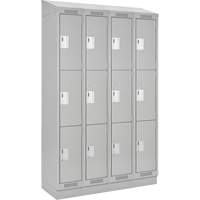 Clean Line Lockers, 3 -tier, Bank of 4, 48" x 18" x 82", Steel, Grey, Rivet (Assembled) Superchem Industries