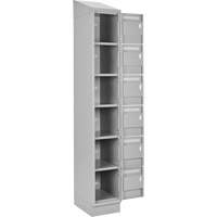 Clean Line Lockerette, 6 -tier, Bank of 4, 48" x 18" x 82", Steel, Grey, Rivet (Assembled) Superchem Industries
