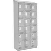 Clean Line Lockerette, 6 -tier, Bank of 3, 36" x 18" x 82", Steel, Grey, Rivet (Assembled) Superchem Industries
