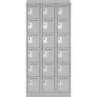 Clean Line Lockerette, 6 -tier, Bank of 3, 36" x 18" x 82", Steel, Grey, Rivet (Assembled) Superchem Industries