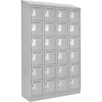 Clean Line Lockerette, 6 -tier, Bank of 4, 48" x 18" x 82", Steel, Grey, Rivet (Assembled) Superchem Industries
