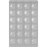 Clean Line Lockerette, 6 -tier, Bank of 4, 48" x 18" x 82", Steel, Grey, Rivet (Assembled) Superchem Industries