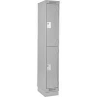 Clean Line Lockers, 2 -tier, 12" x 18" x 76", Steel, Grey, Rivet (Assembled) Superchem Industries