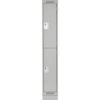 Clean Line Lockers, 2 -tier, 12" x 18" x 76", Steel, Grey, Rivet (Assembled) Superchem Industries
