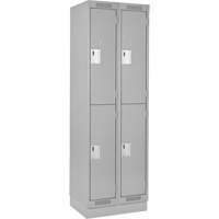 Clean Line Lockers, 2 -tier, Bank of 2, 24" x 18" x 76", Steel, Grey, Rivet (Assembled) Superchem Industries