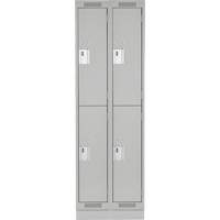 Clean Line Lockers, 2 -tier, Bank of 2, 24" x 18" x 76", Steel, Grey, Rivet (Assembled) Superchem Industries